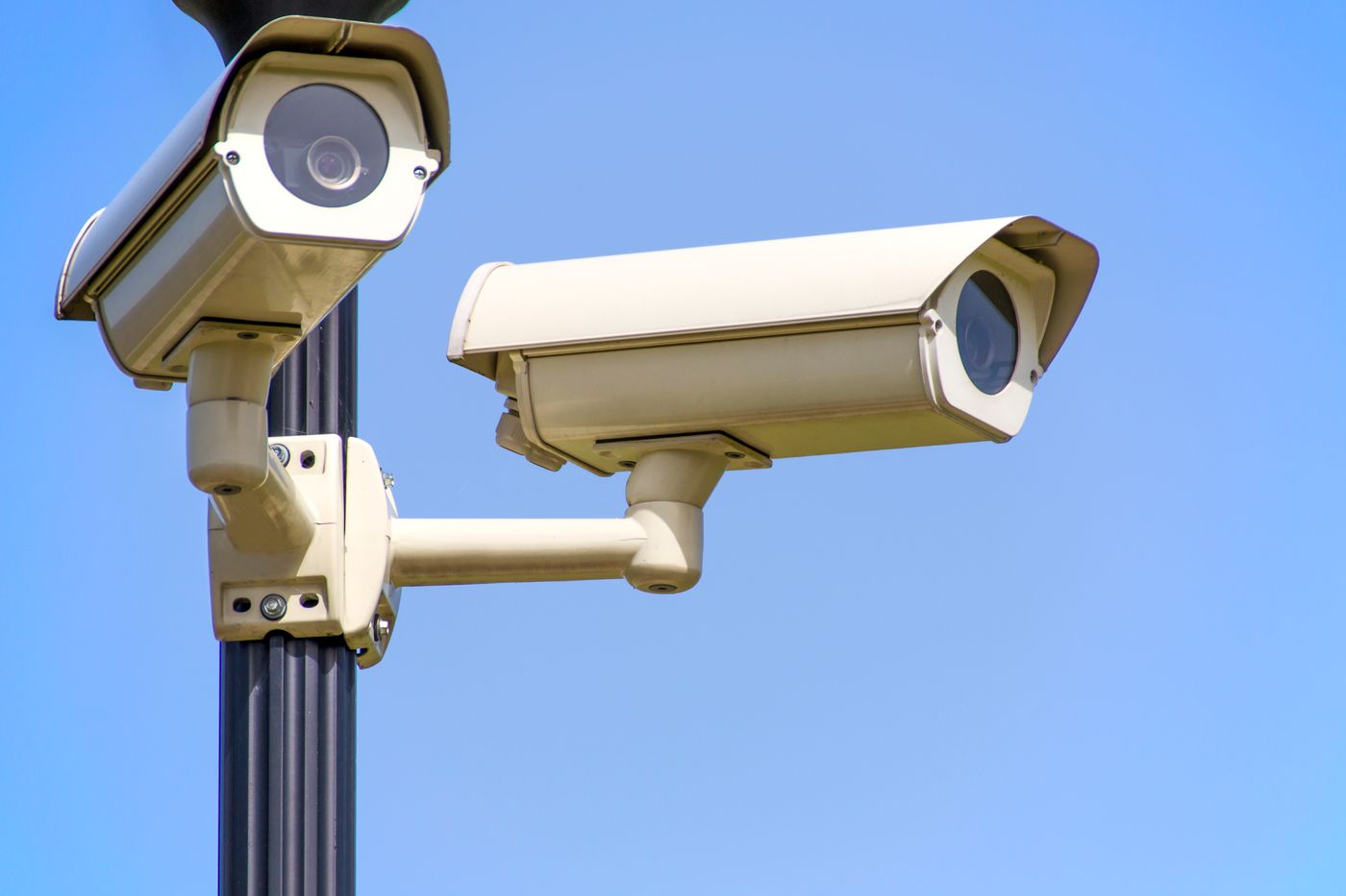Outdoor CCTV cameras mounted on a pole